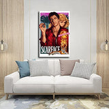 HD Vintage Movie Classic Movies Scarface Canvas Poster Bedroom Decor Sports Landscape Office Room Decor Poster Gift Frame:16×24inch(40×60cm)