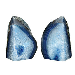 JIC Gem Agate Bookend Dyed Blue Polished 1 Pair - 3 to 4 Lbs