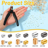 Thrilez Crimping Beads for Jewelry Making, 2200 Pieces Crimp Tubes with Crimping Pliers for Earring Necklace Bracelet DIY Jewelry Making(3 Sizes, 4 Colors)