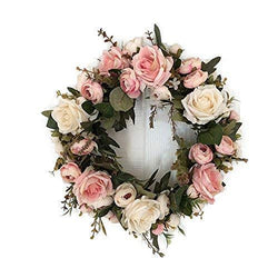 Adeeing Handmade Floral Artificial Simulation Peony Flowers Garland Wreath for Home Party Decor