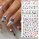 10 Sheets Butterfly Nail Stickers for Women, Flower Leaves Butterfly Nail Art Stickers for Nail Designs, 3D Spring Nail Decals for Nail Art, Self Adhesive Nail Designs