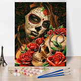 TUMOVO Paint by Numbers for Adults,Mexican"Day of The Dead" Paint by Numbers for Adults Beginner, Sugar Skull Girl Paint by Numbers Kit,16x20 inch DIY Oil Painting (Frameless)