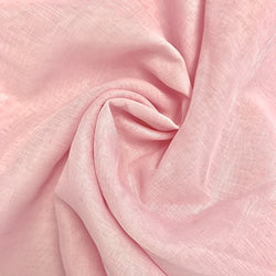 Sheer Voile Faux Linen Fabric Gasa 118" Wide Curtain Drapery Sold BTY 100% Polyester (Pale Pink)
