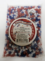 Bulk Buy: Darice DIY Crafts Pony Beads Acrylic Opaque Red, White and Blue 7mm 1/2 pound (3-Pack)