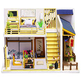 Dollhouse Miniature with Furniture,DIY 3D Wooden Doll House Kit Japanese Architecture Style Plus with Dust Cover and Music Movement,1:24 Scale Creative Room Idea Best Gift for Children Friend Lover