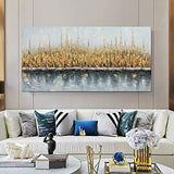 MUWU Art, 24x48 Inch Paintings 3D Abstract Wall Art Oil Hand Painting On Canvas Stretched Wrapped Canvas Painting Ready to Hang Wall Decoration for Living Room Bedroom