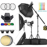 Godox 3 Pack SK400II 1200Ws 2.4G Speedlite Studio Flash Strobe Monolight Bowens Mount Kit for Studio Shooting, Location and Portrait Photography with Softbox, Light Stand, Barn Door Kit, Carrying Case