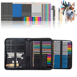 Wellwerks art supplies, 71 pack drawing pencils set, Portable Professional Sketch Kit, Include Colored, Graphite, Charcoal, Watercolor, and Metallic Color Pencils for Kids, Adults, Artists