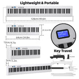 Finger Dance Folding Piano 88 key keyboard Digital Piano with MIDI Portable 88 Key Full Size Upgrade Wood Grain Semi-Weighted Keyboard Piano with Lighted Keys for Beginners - White Lighted Keys