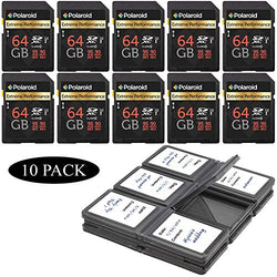 Polaroid 64GB Extreme Performance SDHC 95R/45W MB/S Speed U3 Class-10 Memory Card - 10 Pack with