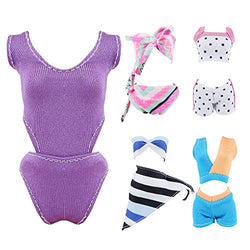 E-TING 10Pcs =5 Sets Beach Bikini Swimsuit Bathing Doll Clothes One-Piece Swimwear with 5 Pairs Shoes for 11.5 Inch Girl Dolls (Style B)