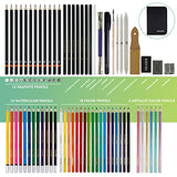 TAVOLOZZA 77 Pack Sketching Kit Art Sketch Supplies Include, Colored, Graphite, Charcoal, Watercolor & Metallic Pencil with Carrying Case for Artists Adults Teens Beginner