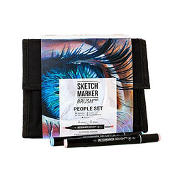 SKETCHMARKER Brush Pro Alcohol Art Markers Bundle, 36 Colors People Set, Skin Tones, Dual Tip Sketch Marker: Brush & Chisel Tip, Refillable Ink, Creating Artwork for Portrait, Sketching, Coloring