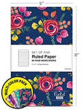 Pocket Notebook/Pocket Journal - 5"x8" - Assorted Patterns - Lined Memo Field Note Book - Pack of 5
