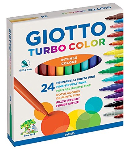 Giotto turbo color felt tip pens 24 assorted colours washable by Fila