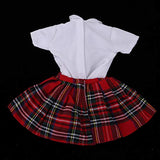 Fityle Lovely T-Shirt Plaid Skirt Stockings Party Clothes Set for 1/3 BJD SD Dolls
