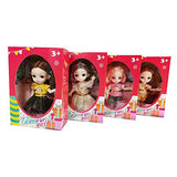 Ai-Fun 6 Inch BJD Girls Fashion Mini Doll Toys with 4 Replaceable Cloths and 7 PCS Doll Accoessaoried,Miniature Doll Set for Girls,Birthday Party Favors (Deep Brown)
