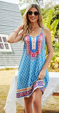 Women Summer V-Neck Sleeveless Floral Sundress with Pockets