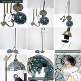 Tiffany Style Reading Floor Lamp Sea Blue Stained Glass with Crystal Bead Dragonfly Lampshade 64