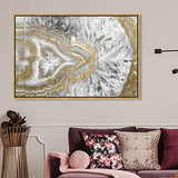 The Oliver Gal Artist Co. Abstract Framed Wall Art Canvas Prints 'Agate Geode Crystals Home Décor, 45" x 30", Gold, White
