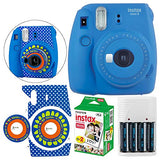 Fujifilm instax Mini 9 Instant Film Camera (Cobalt Blue) + Fujifilm Instax Mini Twin Pack Film