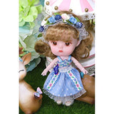 XSHION 1/12 BJD Doll, 5.51 Inch Ball Jointed Doll 26 Joints Movable Mini Doll DIY Toys with Clothes,Shoes, Wig Hair Makeup, Collection Toys Best Gift for Girls Kids - Blueberry