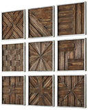 Uttermost Bryndle 12 1/2" Square 9-Piece Wood Wall Art Set