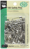 Dritz 1460 100-Piece Safety Pins, Assorted Sizes, Nickel Finish