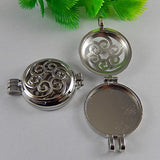 Wholesales 12pcs Mixed Silver 32mm Round Aromatherapy Pendant Locket Essential Oil Diffuser