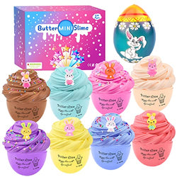 9 Pack Slime Egg Kit, Butter Slime with Bunny Charm, Super Stretchy and Non-Sticky, Party Favor, Stress Relief DIY Toy for Girl and Boy.