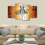 Wieco Art Large 4 Piece Modern Stretched and Framed Giclee Canvas Prints Abstract African Figures Dancing Oil Paintings Style Pictures on Canvas Wall Art for Living Room Bedroom Home Decorations