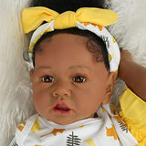 ZIQUE Black Reborn Baby Doll Girl, 22 Inch Lifelike African American Reborn Baby Doll