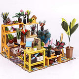DIY Dollhouse Miniature Kit with Furniture, Mini Green Dollhouse Garden 3D Wooden Miniature House, Flower House Miniature Dolls House kit