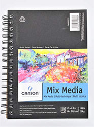 3-Pack - Canson Artist Series Mix Media Paper Pad for Wet or Dry Media, Dual Surface- Fine or Medium, Side Wire Bound, 138 Pound, 5.5 x 8.5 inch, 30 Sheets Each