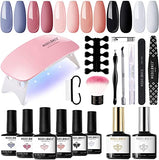Modelones Gel Nail Polish Kit with U V Light, 6 Colors Soak Off Gel Nail Polish, Portable Mini Curing LED Lamp, INDEPENDENT FEMALE Style Gel Manicure Kit Salon Valentine's Day Gift for Nail Art Lover
