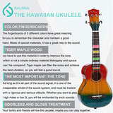 Balnna Soprano Ukulele Maple 21 inch Traditional High-gloss Rainbow Learn to Play,Color String with Soft Case Gig Bag