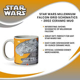 Official Star Wars Millennium Falcon Grid Schematics 20-Ounce Mug - Ceramic Cup For Hot Coffee, Tea, Cocoa - Features Detailed Ship Design Templates - Licensed Disney Item