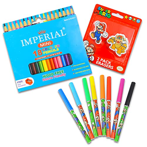 Super Mario Over 30 Piece Coloring Art and School Supplies Stationary Set
