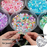 Jmzothie105pcs Glass Beads，Multi-Colour Polished Round Beads Loose Beads Crystal Beads Bracelets Beads for Jewelry Making Earring, Necklaces, and DIY Crafts(Pink)