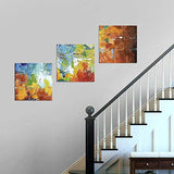 3D Hand-Painted Original Contemporary Oil Painting On Canvas, Large Knife Painted Colorful Abstract Wall Art for Home Décor, Framed and Ready to Hang 48x16 Inch 3 Pieces Palette