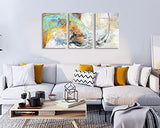 Yellow Teal Wall Art Framed Large Wall Decorations for Living Room Abstract Canvas Wall Art Turquoise Wall Decor Blue Black Grey Orange Colorful Painting 3 Piece Canvas for Office Home Decor 60X30in