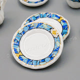 Odoria 1:12 Miniature 15PCS Porcelain Tea Cup Set Mediterranean Blue Chintz Dollhouse Kitchen Accessories
