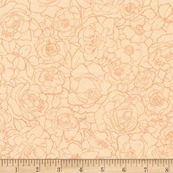 Kaufman Alphonse Mucha Flowers Digital Peach Fabric by The Yard
