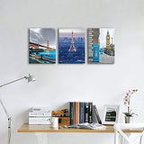 3 Piece Canvas Wall Art for Bedroom - Eiffel Tower Wall Decor London Big Ben Wall Art Golden Gate Bridge Canvas Prints Landscape Painting for Living Room Bathroom Wall Decorations