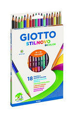 Giotto 257200 Stilnovo Bicolor, 18 Pastels Double Color, 3.3. mm