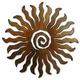 Spiral Sun - Twenty-Four Rays Metal Indoor/Outdoor Wall Art - 18 inches - Rust Finish - Made in Arizona, USA