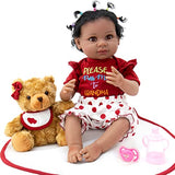 Milidool Reborn Baby Dolls Black, Realistic Newborn Baby Dolls, African American Real Life Baby Dolls Girl 22 inch with Teddy Bear Gift Set