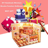 Dollhouse Miniature with Furniture,DIY 3D Wooden Doll House Kit Scenes Style Plus with Dust Cover and LED,1:24 Scale Creative Room Idea Best Gift for Children Friend Lover BM523 (Cake Shop)