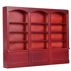 N#A Miniature Dollhouse Dollhouse Bookcase Storage Organizer Doll House Shelf Bookcase Storage Shelves Storage Shelf Display Cabinet for Dollhouse(Red Brown)