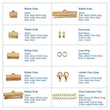 PandaHall Elite About 500 Pcs Jewelry Finding Kits with Ribbon Clamp End, Jump Ring, Lobster Claw